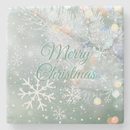 グリーンメリークリスマススノーフレーク ストーンコースター
