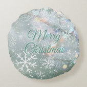 グリーンメリークリスマススノーフレーク ラウンドクッション (裏面)