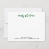 グリーンメリークリスマスタイポグラフィクラシックファミリー ノートカード (正面)