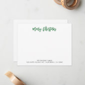 グリーンメリークリスマスタイポグラフィクラシックファミリー ノートカード (正面/裏面インサイチュ)