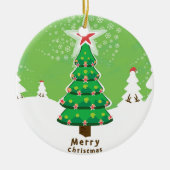 グリーンメリークリスマスツリー セラミックオーナメント (正面)