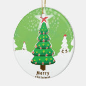 グリーンメリークリスマスツリー セラミックオーナメント (左)