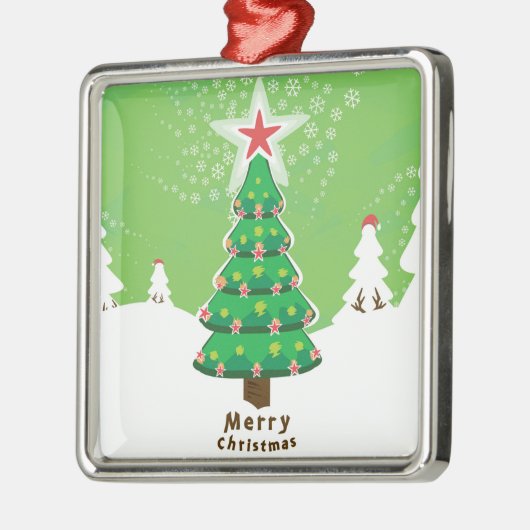 グリーンメリークリスマスツリー メタルオーナメント (左)