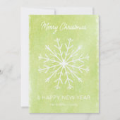 グリーンメリークリスマスハッピーニューイヤー雪片 シーズンカード (正面)