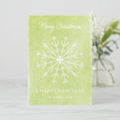 グリーンメリークリスマスハッピーニューイヤー雪片 シーズンカード (スタンド正面)