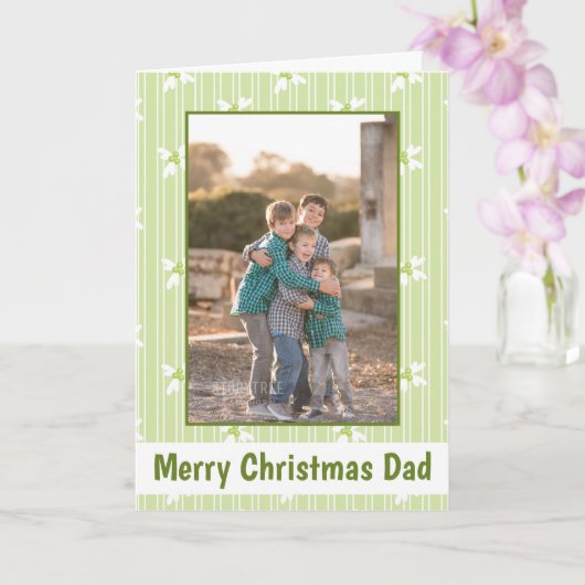 グリーンメリークリスマスパパ写真 カード (蘭)