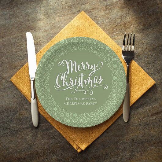 グリーンメリークリスマスパーソナライズされたパーティー ペーパープレート