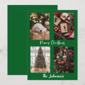 グリーンメリークリスマスパーソナライズされたホリデーカード シーズンカード (正面/裏面)