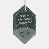 グリーンメリークリスマスビジネスロゴヴィンテージ装飾 ガラスオーナメント (正面右)