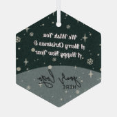 グリーンメリークリスマスビジネスロゴヴィンテージ装飾 ガラスオーナメント (裏面)