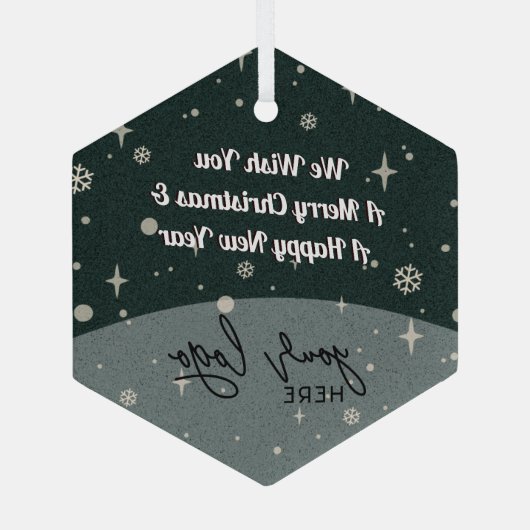 グリーンメリークリスマスビジネスロゴヴィンテージ装飾 ガラスオーナメント (裏面)