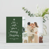 グリーンメリークリスマスファミリーフォトホリデーカード シーズンカード (スタンド正面)