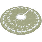 グリーンメリークリスマスファミリー名トナカイ矢印 ブラッシュドポリエステルツリースカート (アングル)