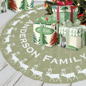 グリーンメリークリスマスファミリー名トナカイ矢印 ブラッシュドポリエステルツリースカート