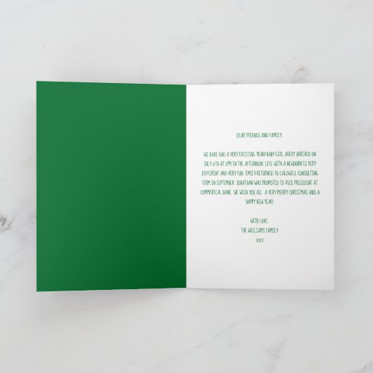 グリーンメリークリスマスフォトコラージュかわいい折り畳み シーズンカード (内部)