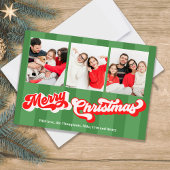 グリーンメリークリスマスフォトコラージュ シーズンカード