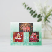 グリーンメリークリスマスフォトパーソナライズされたー ポストカード (スタンド正面)