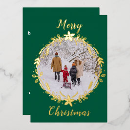 グリーンメリークリスマスフォトリースワンフォト 箔シーズンカード