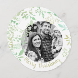 グリーンメリークリスマスホリデーグリーティングフォトカード 招待状
