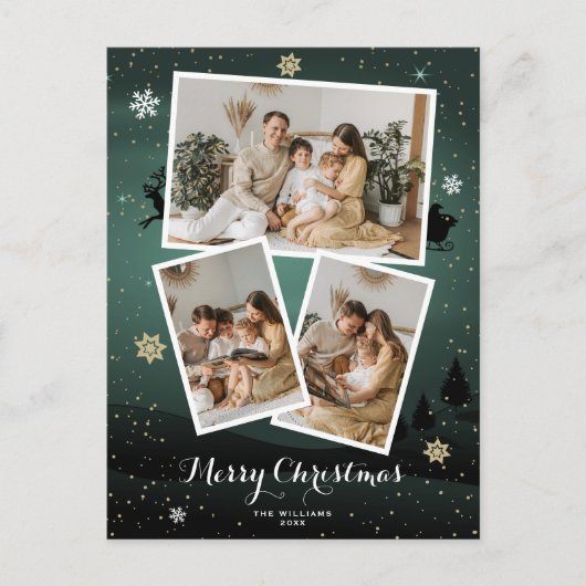 グリーンメリークリスマスホリデーフォトポストカード シーズンポストカード (正面)