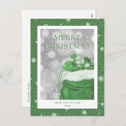 グリーンメリークリスマスホリデーポストカード シーズンポストカード (正面/裏面)