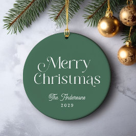 グリーンメリークリスマスモダンタイプ写真 セラミックオーナメント