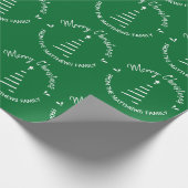 グリーンメリークリスマス名前をカスタムする ラッピングペーパー (角)