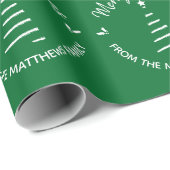 グリーンメリークリスマス名前をカスタムする ラッピングペーパー (ロールコーナー)