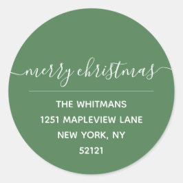 グリーンメリークリスマス差出人住所ラベル ラウンドシール
