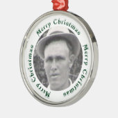グリーンメリークリスマス文字エンクルス家族写真 メタルオーナメント (左)