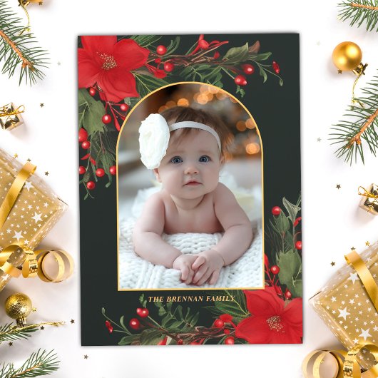 グリーンメリークリスマス1フォトボタニカルグリーン シーズンカード