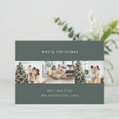 グリーンメリークリスマス4フォトコラージュ水平 シーズンカード (スタンド正面)