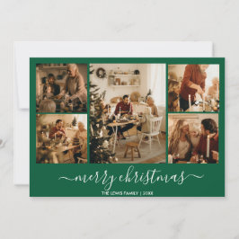 グリーンメリークリスマス5フォトホリデーカード シーズンカード