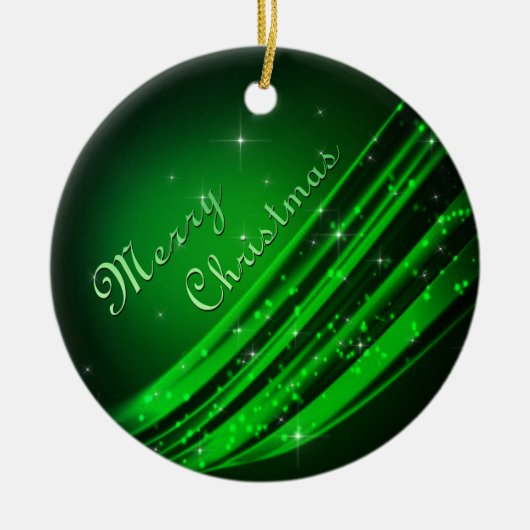 グリーンメリークリスマス セラミックオーナメント (正面)