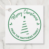 グリーンメリークリスマスfrom名前をカスタムするラベル フェイバータグ (正面)