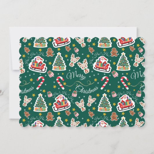 グリーンメリークリスマスHO!HO!HO!カスタム招待状 招待状 (裏面)