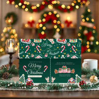 グリーンメリークリスマスHO!HO!HO!カスタム招待状 招待状