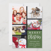 グリーンメリーモダンクリスマス写真コラージュ シーズンカード (正面)