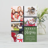 グリーンメリーモダンクリスマス写真コラージュ シーズンカード (スタンド正面)