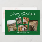 グリーンメリーモダンクリスマス写真コラージュ シーズンカード (正面/裏面)