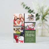 グリーンメリーモダンクリスマス写真コラージュ シーズンポストカード (スタンド正面)