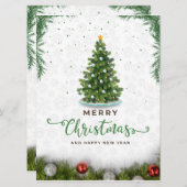 グリーンメリーモダンクリスマス シーズンカード (正面/裏面)