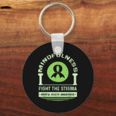 グリーンメンタルヘルス認識度月スティグと戦う キーホルダー (正面)
