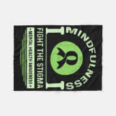 グリーンメンタルヘルス認識度月スティグと戦う フリースブランケット (正面(横))