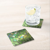 グリーンモザイクガラス スクエアペーパーコースター (インサイチュ)