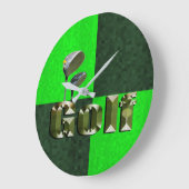 グリーンモザイクゴルフクラブウォール時計 ラージ壁時計 (傾斜)