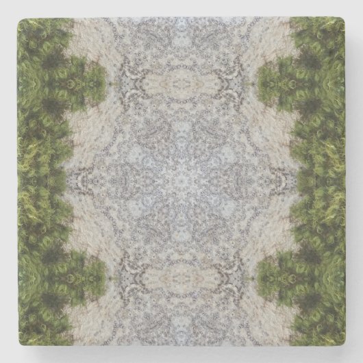 グリーンモス&アース自然アート ストーンコースター (正面)