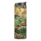 グリーンモダンおよび金ゴールドアニマルプリントゲート タンブラー (回転左)