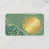グリーンモダンおよび金ゴールドクリスタルの名刺 名刺 (正面)