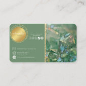 グリーンモダンおよび金ゴールドクリスタルの名刺 名刺 (裏面)